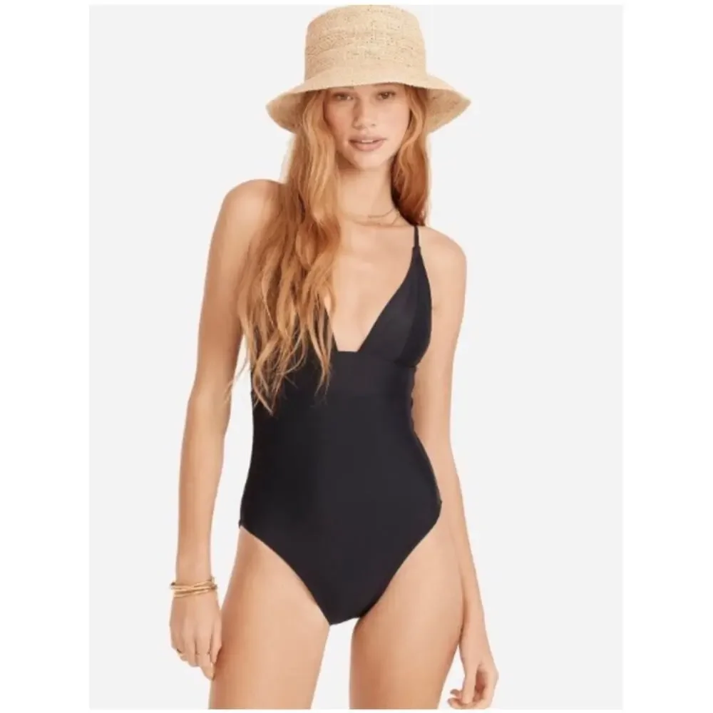 J. Crew Plunge One Piece Swimsuit in Navy Blue - Size 14